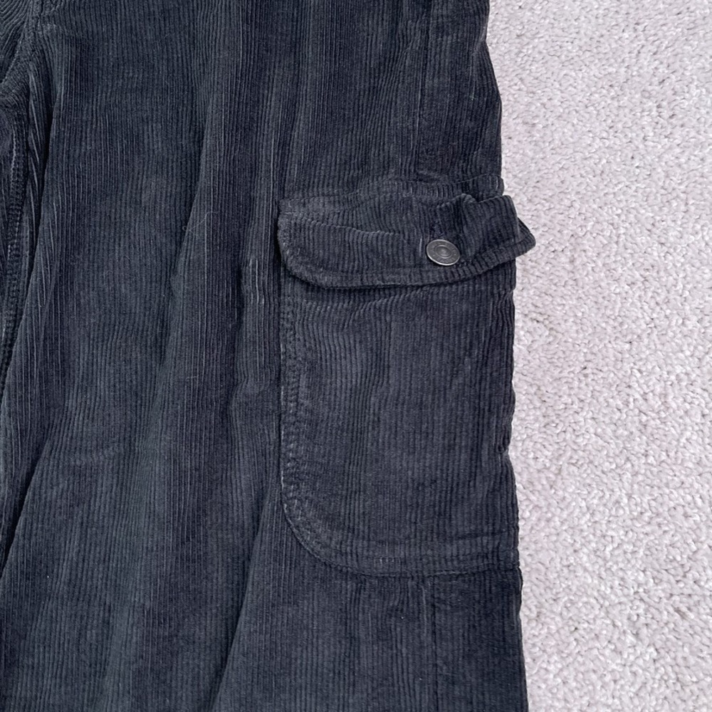 American Eagle Pants Womens 10 Black Corduroy High Rise Baggy Wide Leg Cargo - Picture 3 of 16